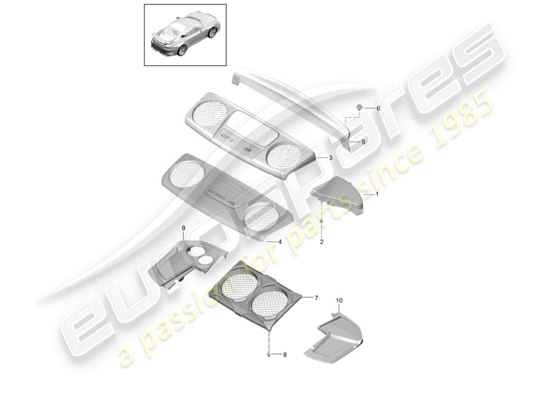 a part diagram from the porsche 991 parts catalogue