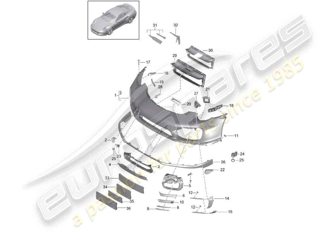 a part diagram from the porsche 991 parts catalogue