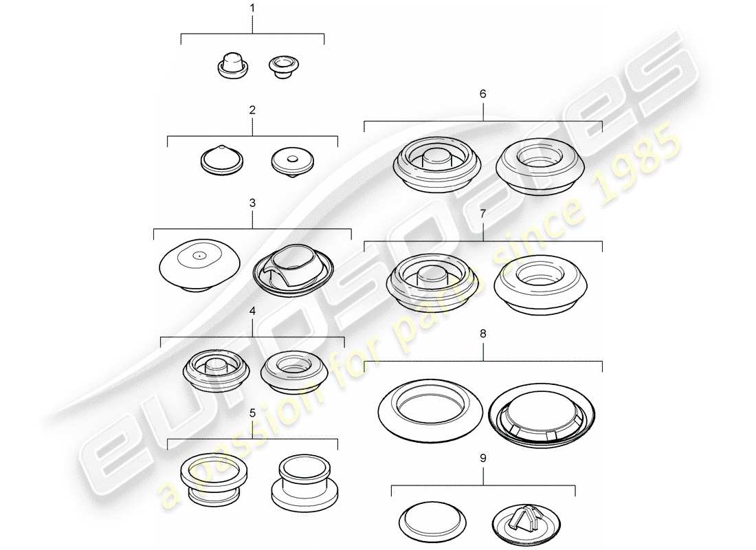 VIEW PARTS DIAGRAMS FROM THE PORSCHE CAYMAN PARTS CATALOGUE a part diagram from the porsche cayman parts catalogue