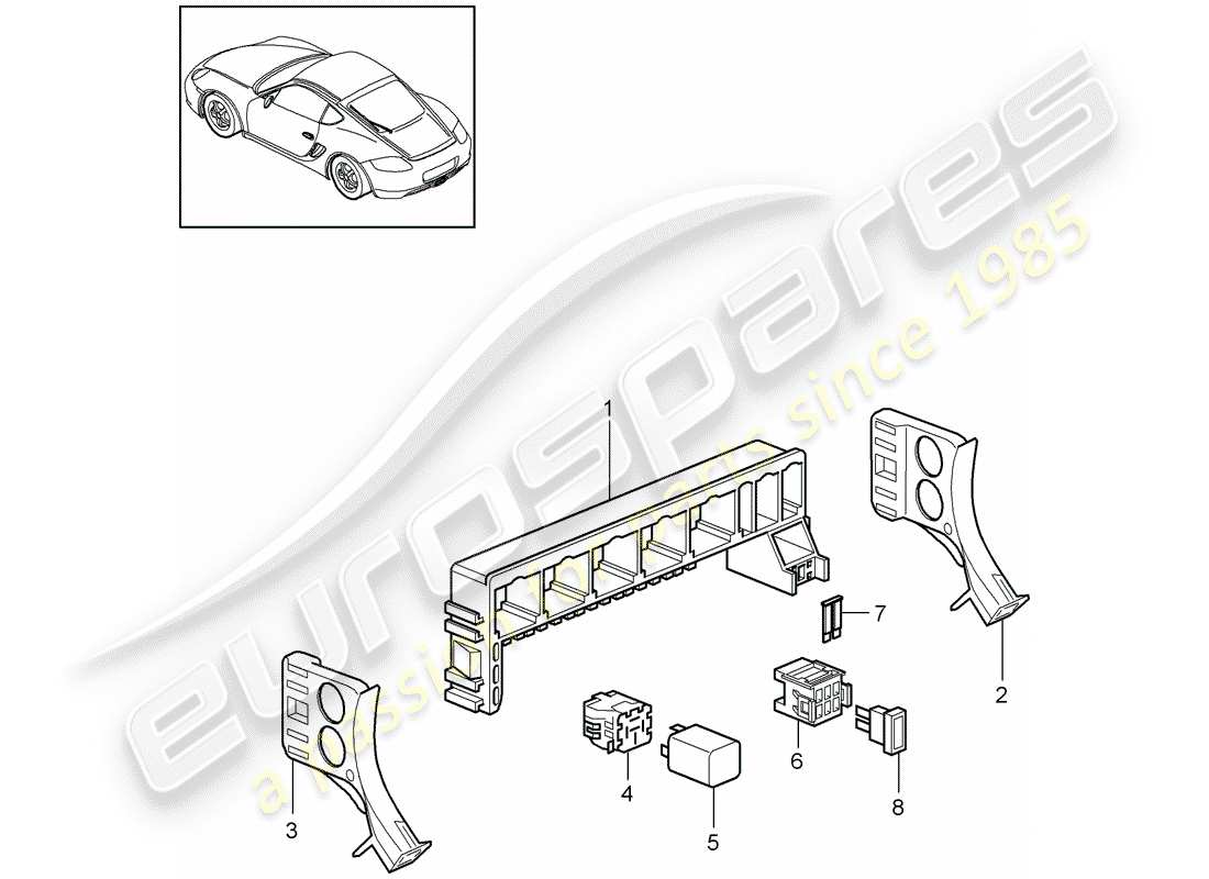 VIEW PARTS DIAGRAMS FROM THE PORSCHE CAYMAN PARTS CATALOGUE a part diagram from the porsche cayman parts catalogue