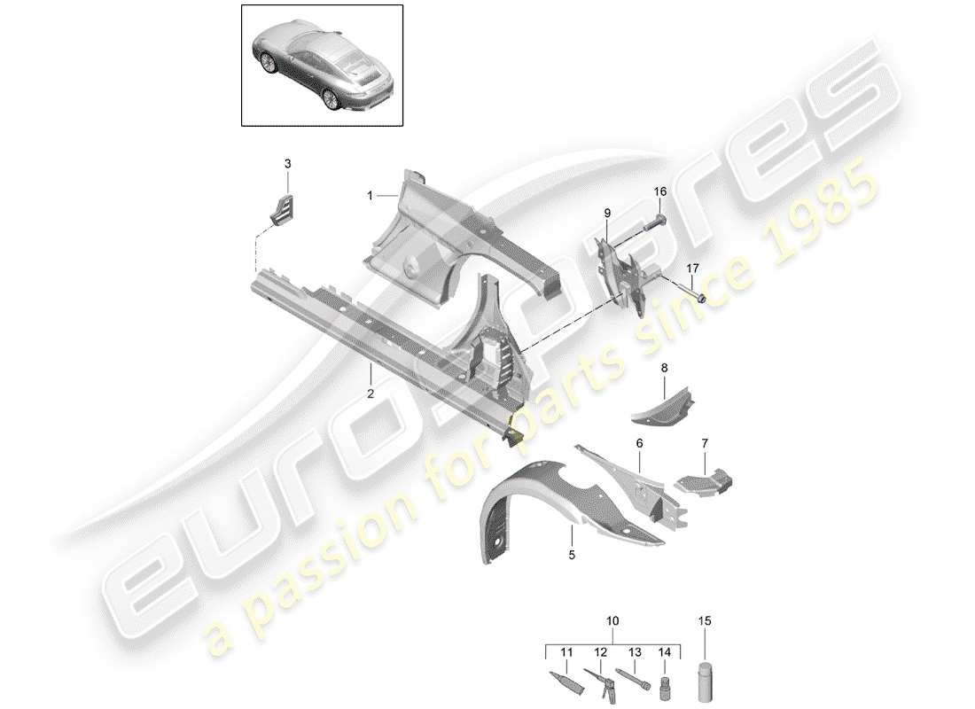 a part diagram from the porsche 991 parts catalogue