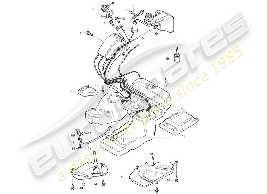 a part diagram from the porsche 2010 (cayenne e1 9pa) parts catalogue