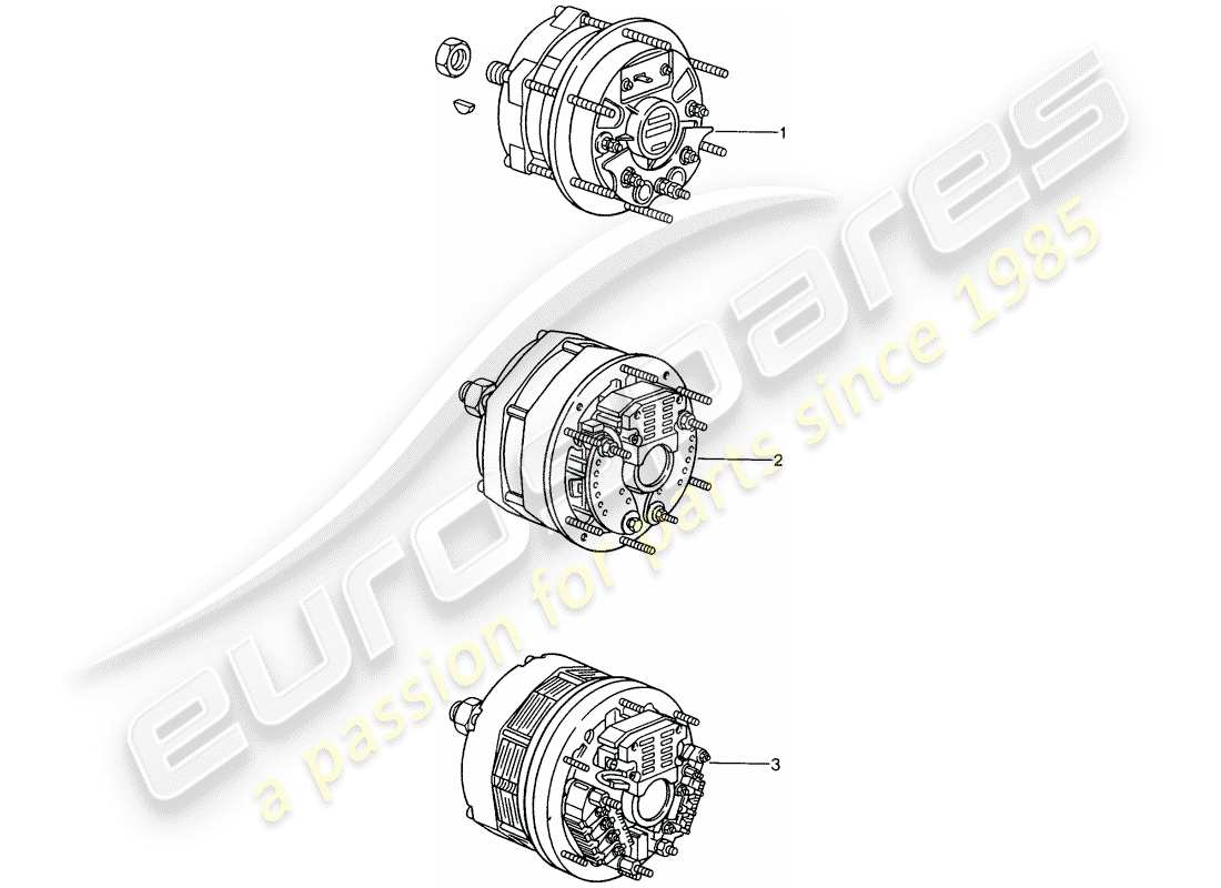 a part diagram from the porsche 1964 (refurbished and exchange catalogue) parts catalogue