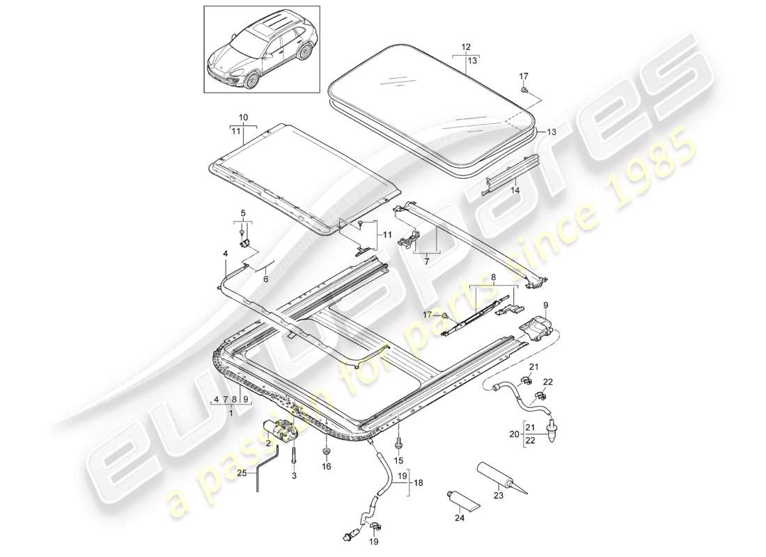 VIEW PARTS DIAGRAMS FROM THE PORSCHE CAYENNE PARTS CATALOGUE a part diagram from the porsche cayenne parts catalogue
