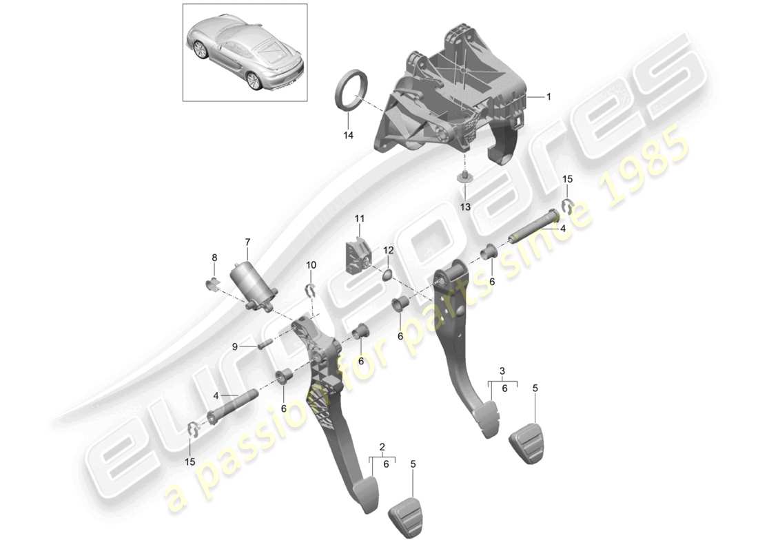 VIEW PARTS DIAGRAMS FROM THE PORSCHE CAYMAN PARTS CATALOGUE a part diagram from the porsche cayman parts catalogue