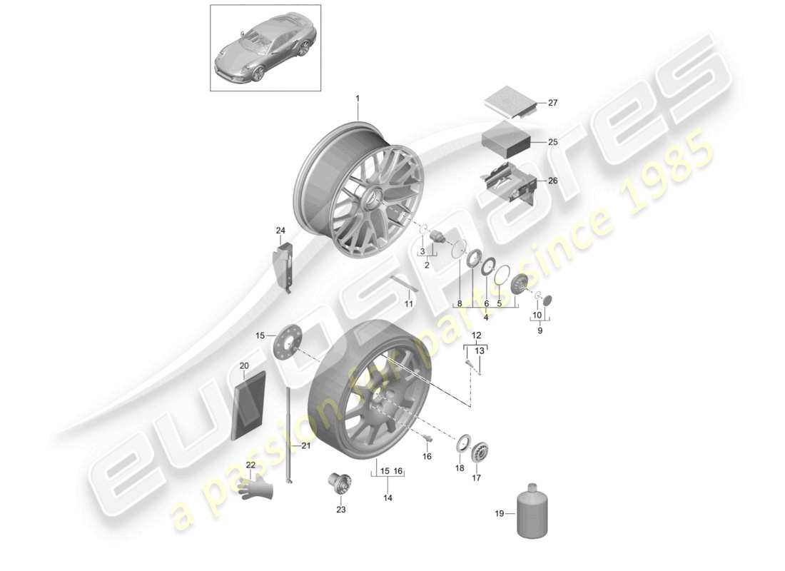 a part diagram from the porsche 991 parts catalogue