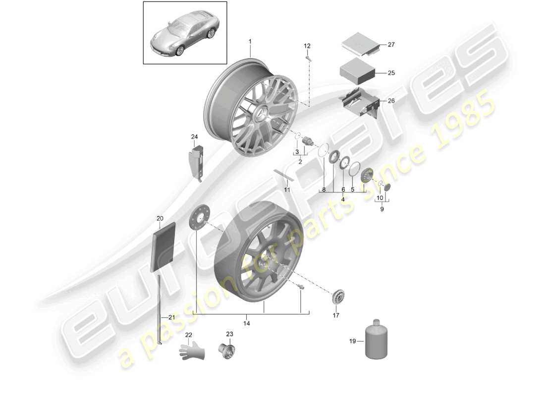 a part diagram from the porsche 991 parts catalogue