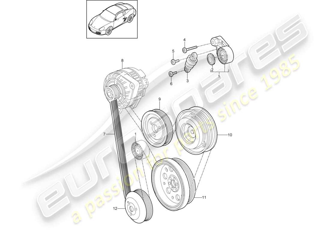 a part diagram from the porsche 2010 (987 cayman) parts catalogue