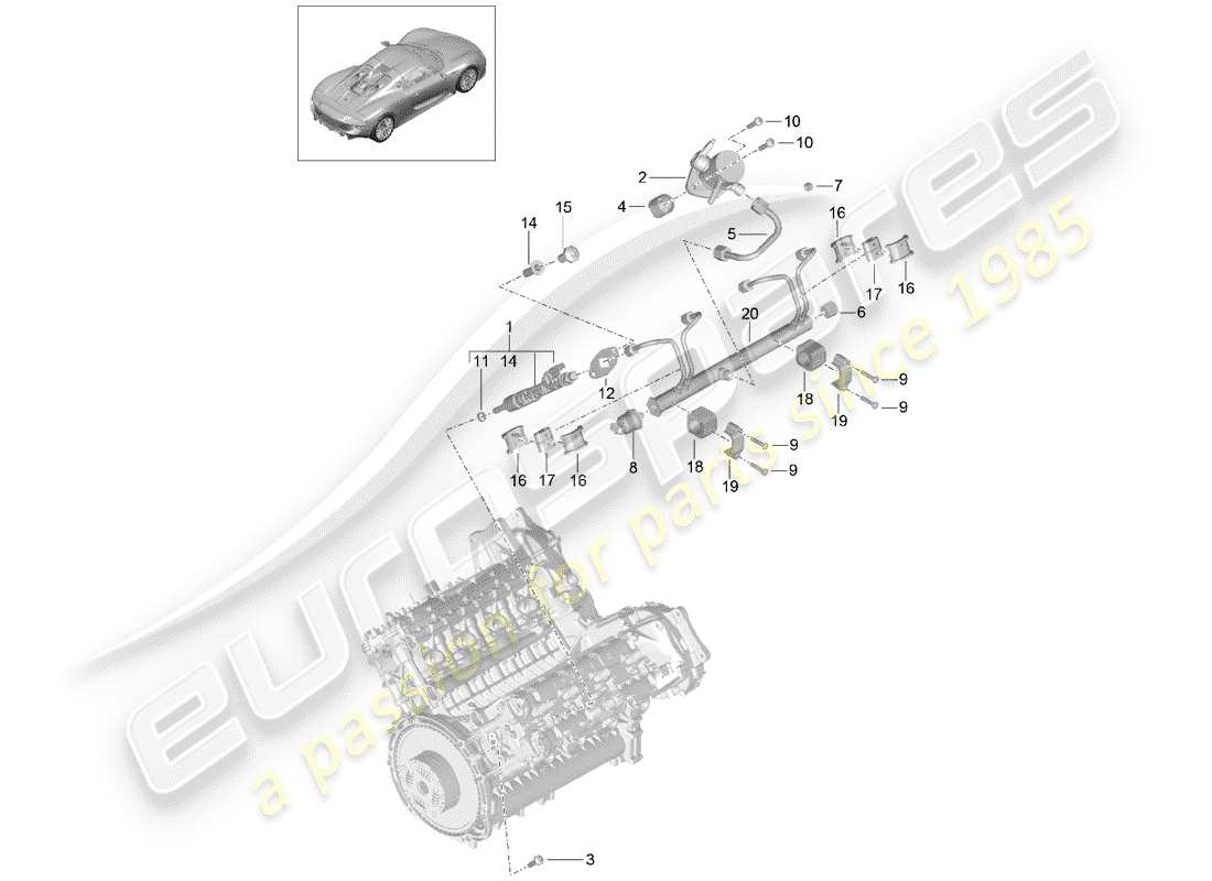 a part diagram from the porsche 918 spyder parts catalogue