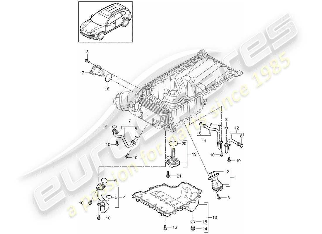 VIEW PARTS DIAGRAMS FROM THE PORSCHE CAYENNE PARTS CATALOGUE a part diagram from the porsche cayenne parts catalogue