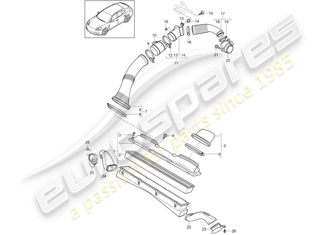 a part diagram from the porsche panamera parts catalogue