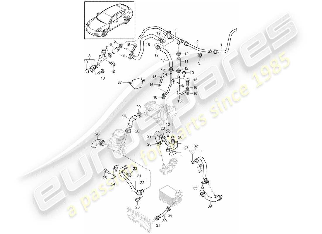 a part diagram from the porsche panamera parts catalogue