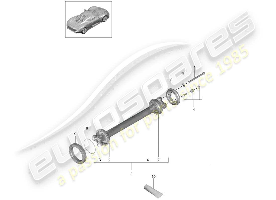 a part diagram from the porsche 918 spyder parts catalogue