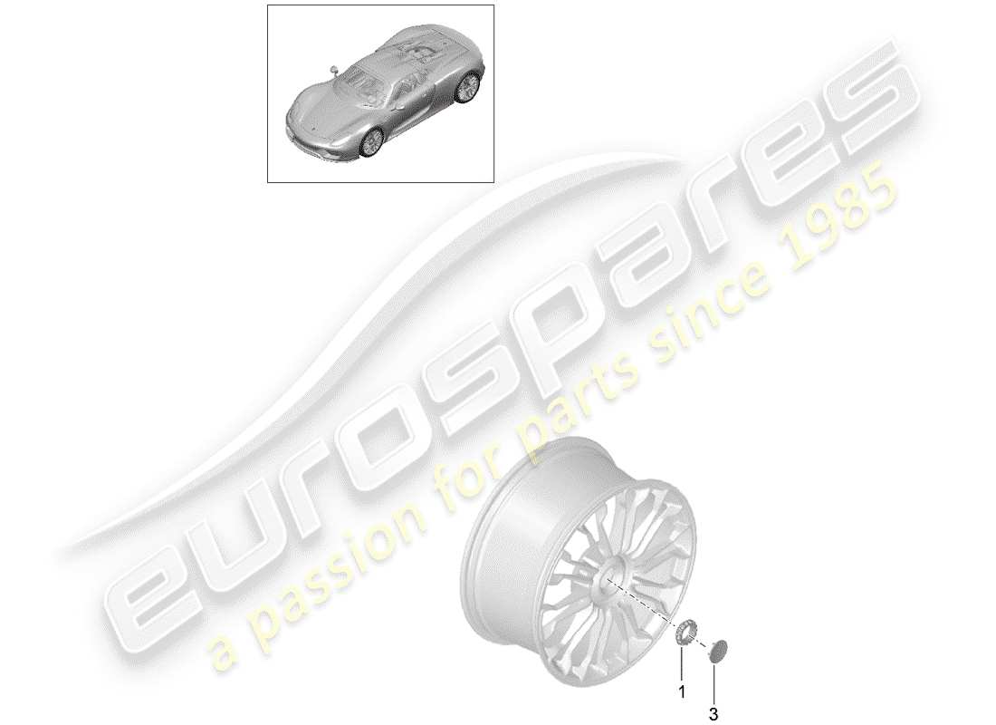 a part diagram from the porsche 918 spyder parts catalogue