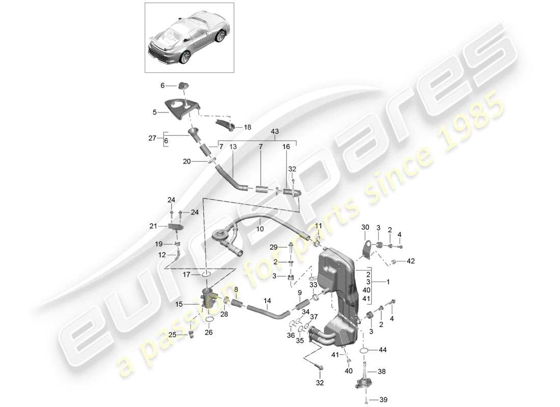 a part diagram from the porsche 991 parts catalogue