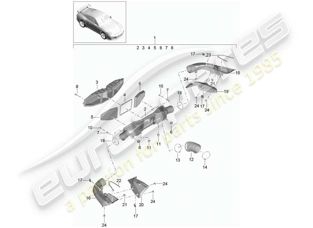 a part diagram from the porsche 991 parts catalogue