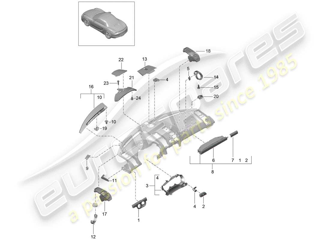 VIEW PARTS DIAGRAMS FROM THE PORSCHE BOXSTER PARTS CATALOGUE a part diagram from the porsche boxster parts catalogue
