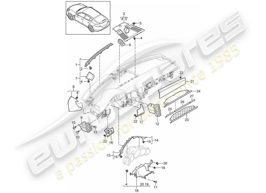 VIEW PARTS DIAGRAMS FROM THE PORSCHE PANAMERA PARTS CATALOGUE a part diagram from the porsche panamera parts catalogue