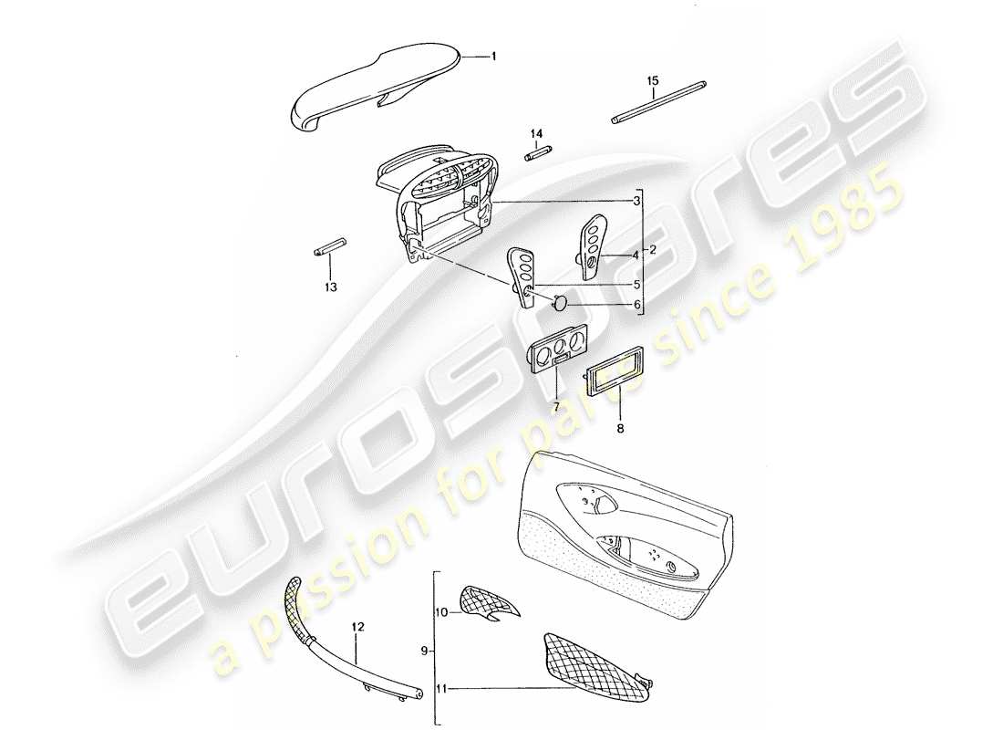 a part diagram from the porsche accessories and tequipment parts catalogue