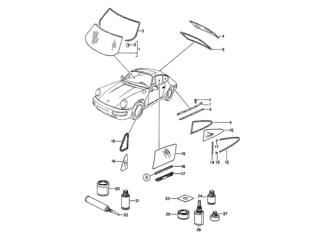 VIEW PARTS DIAGRAMS FROM THE PORSCHE 964 PARTS CATALOGUE a part diagram from the porsche 964 parts catalogue
