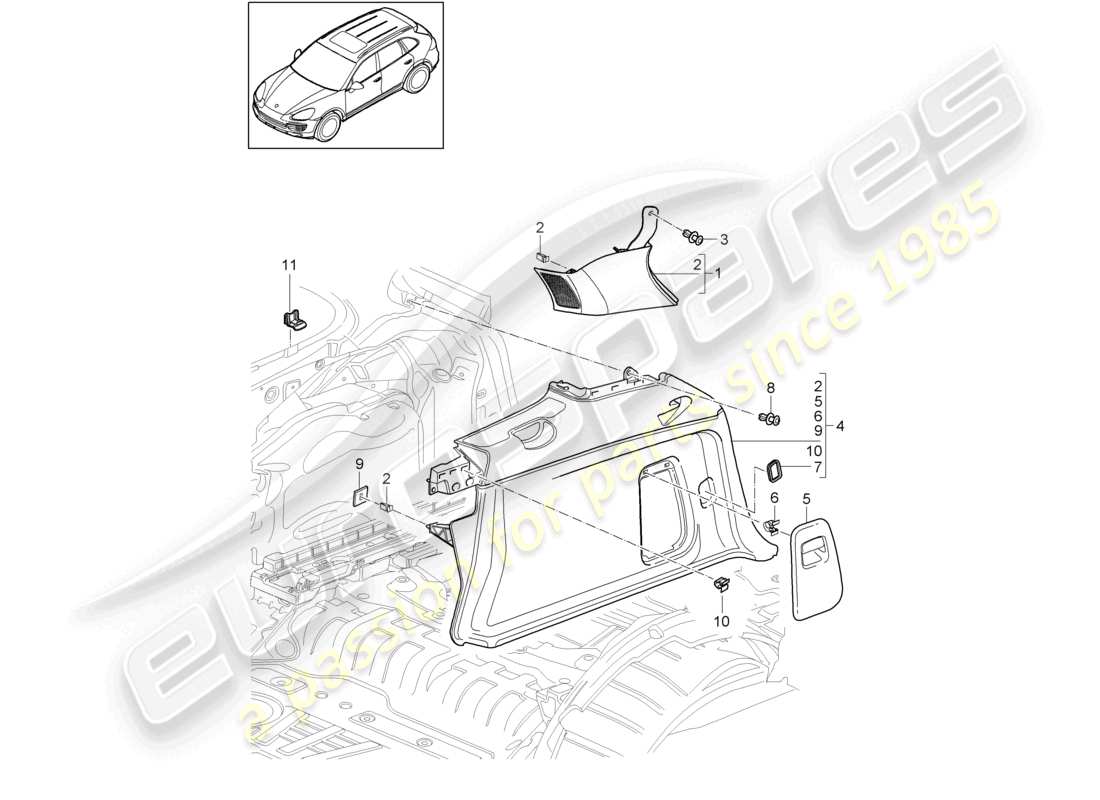 a part diagram from the porsche 2011 (cayenne e2 92a) parts catalogue