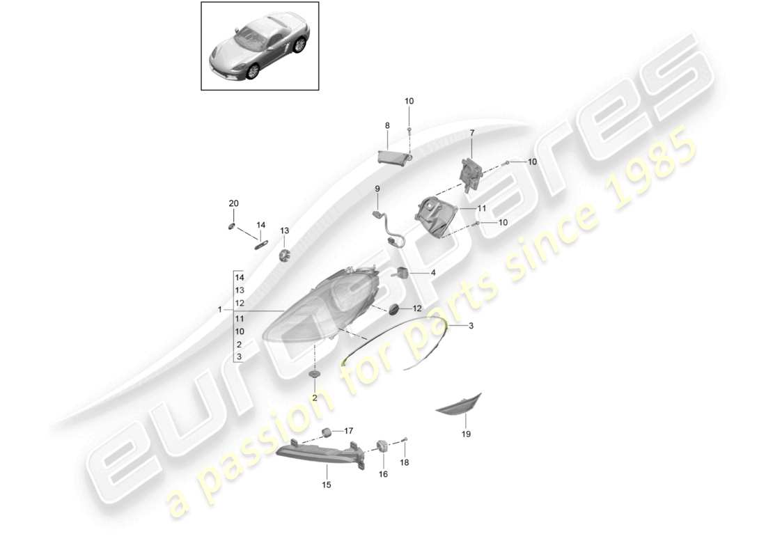 a part diagram from the porsche 2017 (718 boxster) parts catalogue