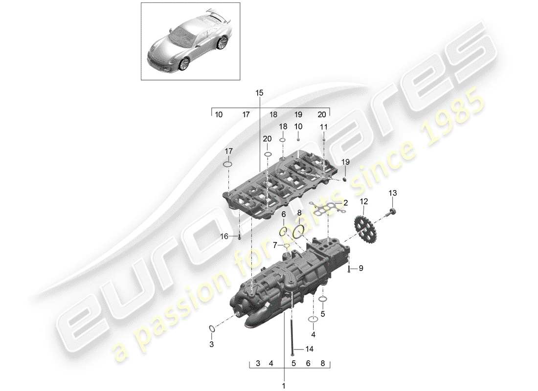 a part diagram from the porsche 991 parts catalogue