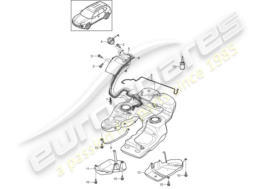 VIEW PARTS DIAGRAMS FROM THE PORSCHE CAYENNE PARTS CATALOGUE a part diagram from the porsche cayenne parts catalogue