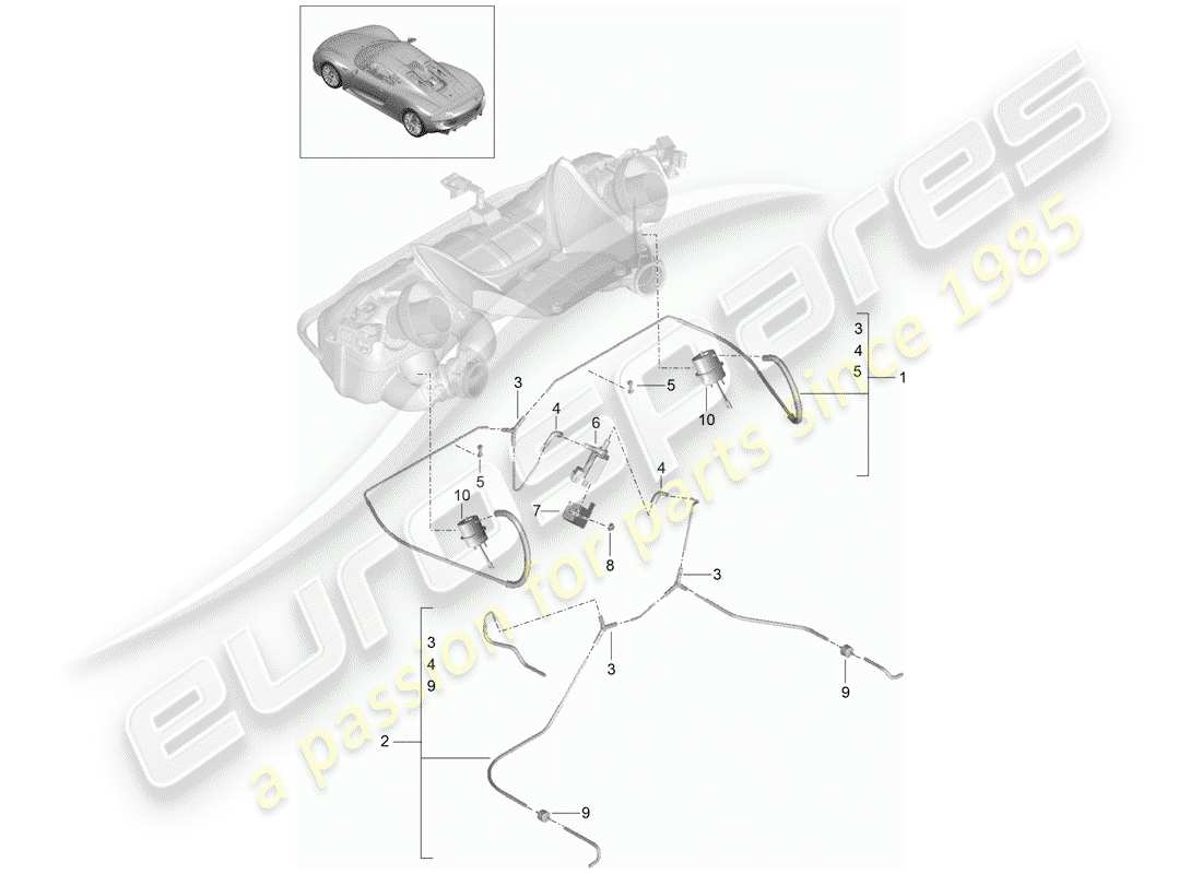 a part diagram from the porsche 918 spyder parts catalogue