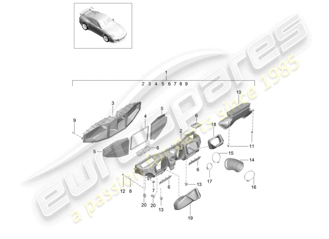 VIEW PARTS DIAGRAMS FROM THE PORSCHE 991 PARTS CATALOGUE a part diagram from the porsche 991 parts catalogue