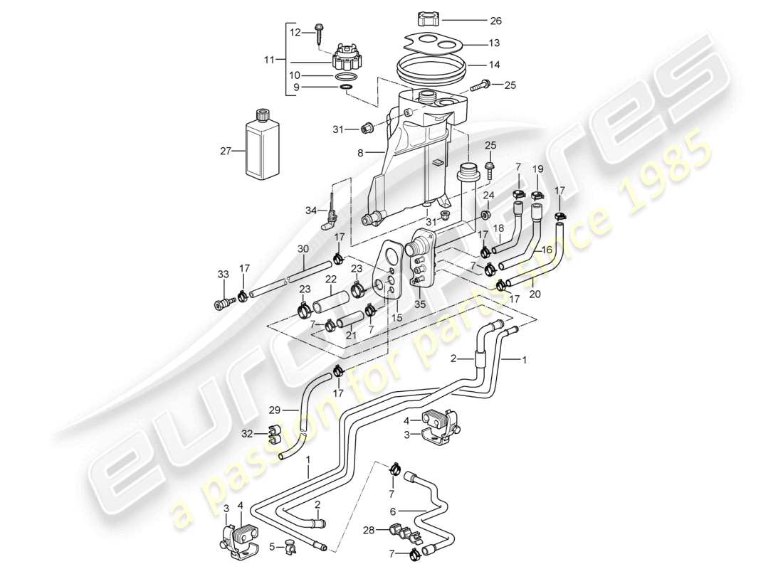 a part diagram from the porsche 2003 (986 boxster) parts catalogue