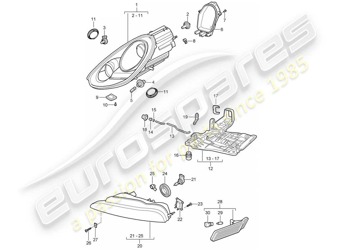 VIEW PARTS DIAGRAMS FROM THE PORSCHE BOXSTER PARTS CATALOGUE a part diagram from the porsche boxster parts catalogue
