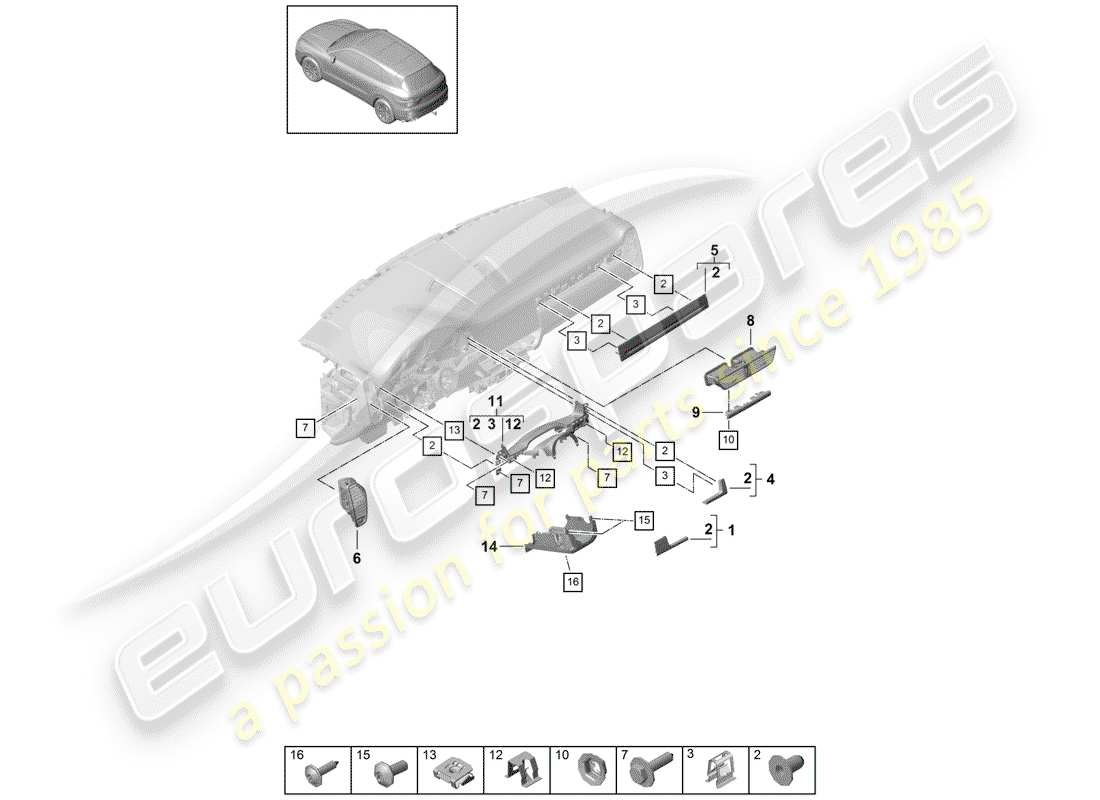 a part diagram from the porsche cayenne parts catalogue