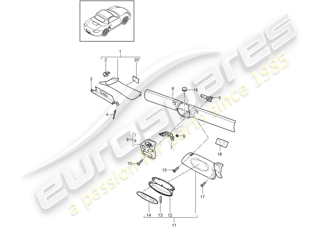 a part diagram from the porsche boxster parts catalogue