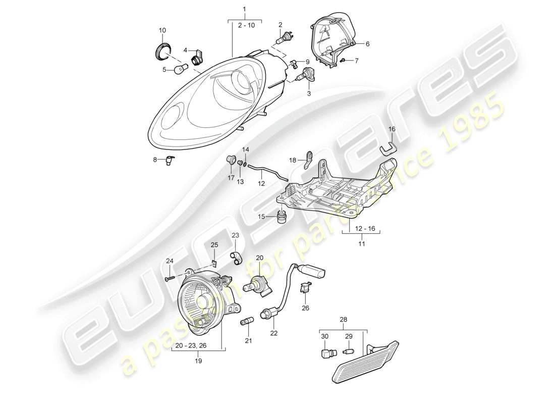 a part diagram from the porsche cayman parts catalogue