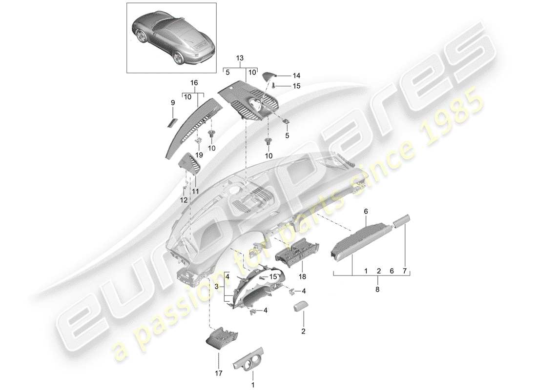 VIEW PARTS DIAGRAMS FROM THE PORSCHE 991 PARTS CATALOGUE a part diagram from the porsche 991 parts catalogue