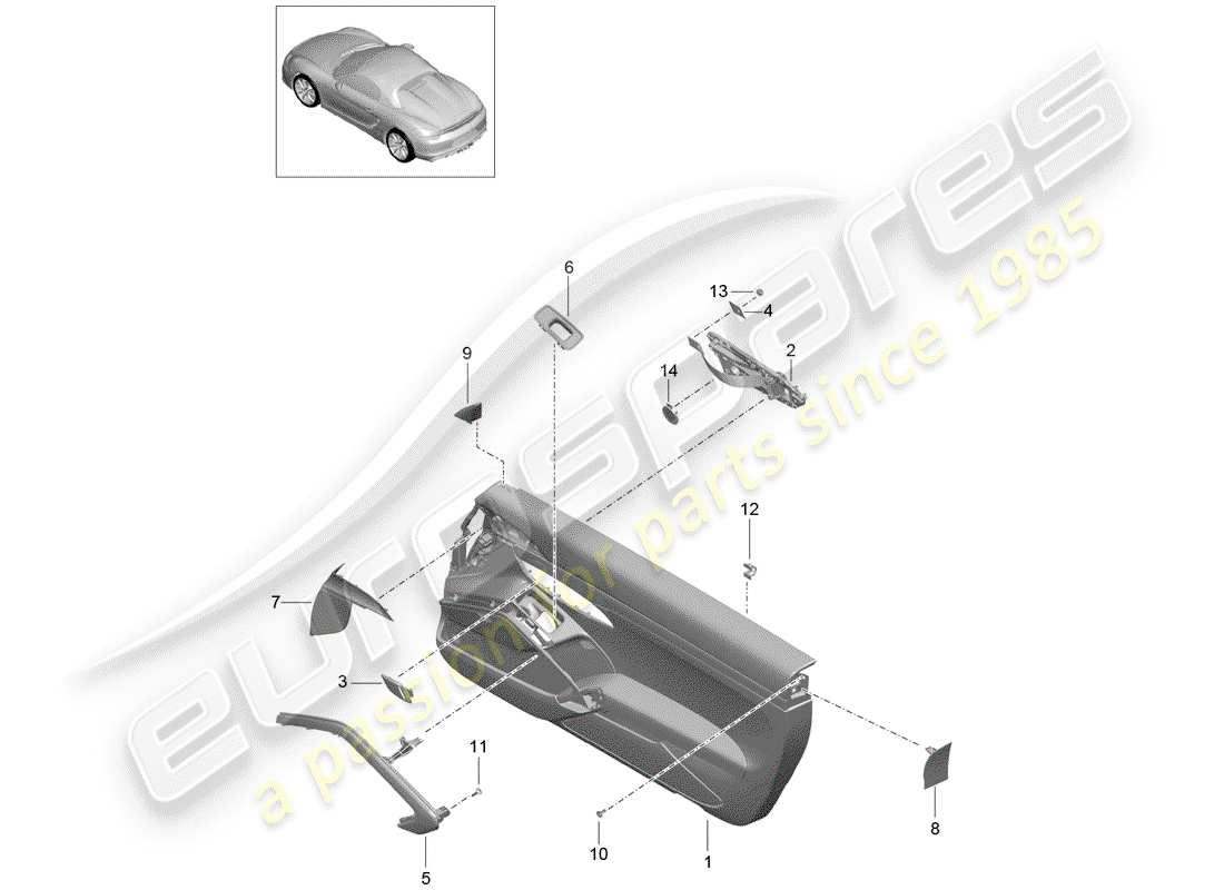 a part diagram from the porsche 2016 (981 boxster spyder) parts catalogue