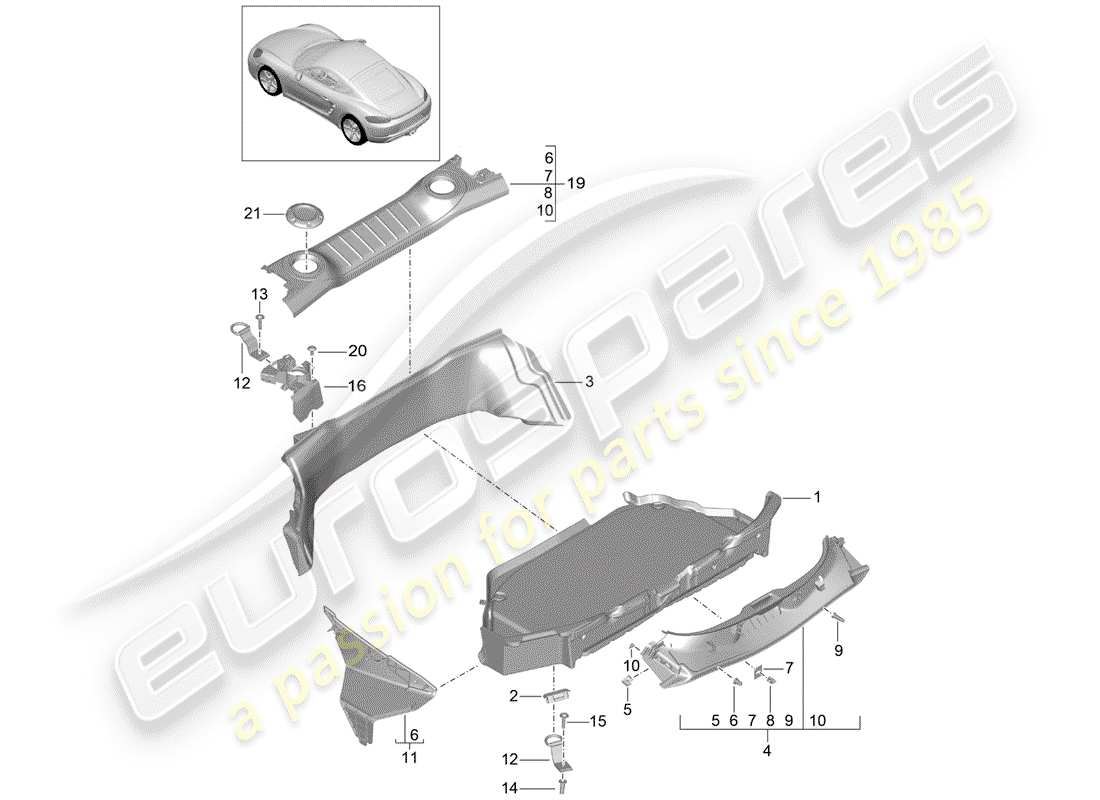 a part diagram from the porsche cayman parts catalogue
