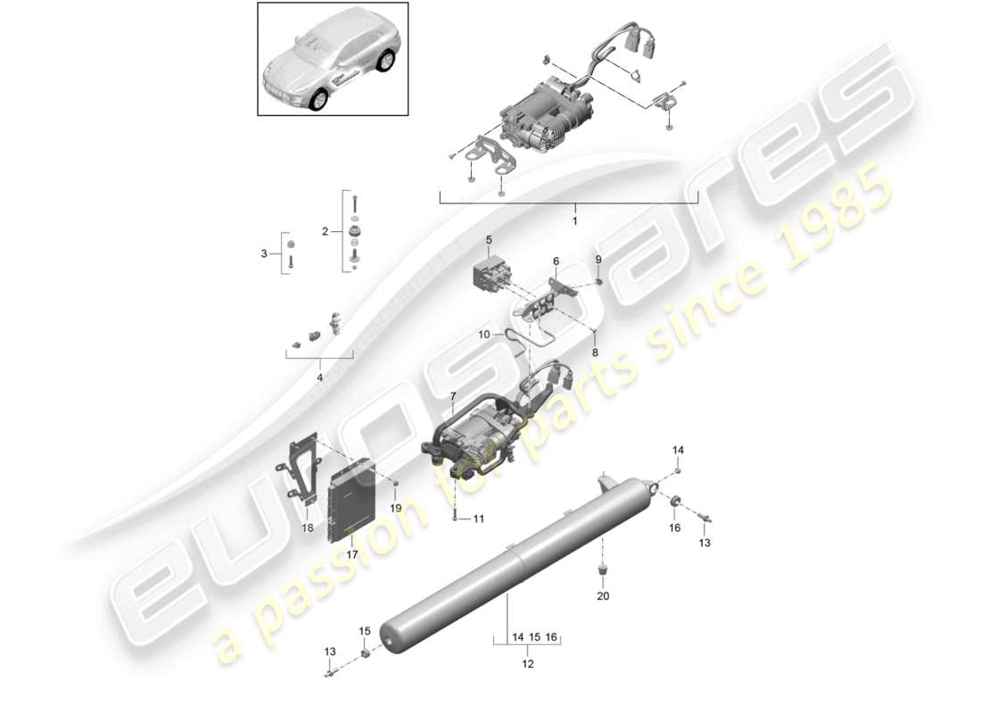 VIEW PARTS DIAGRAMS FROM THE PORSCHE MACAN PARTS CATALOGUE a part diagram from the porsche macan parts catalogue