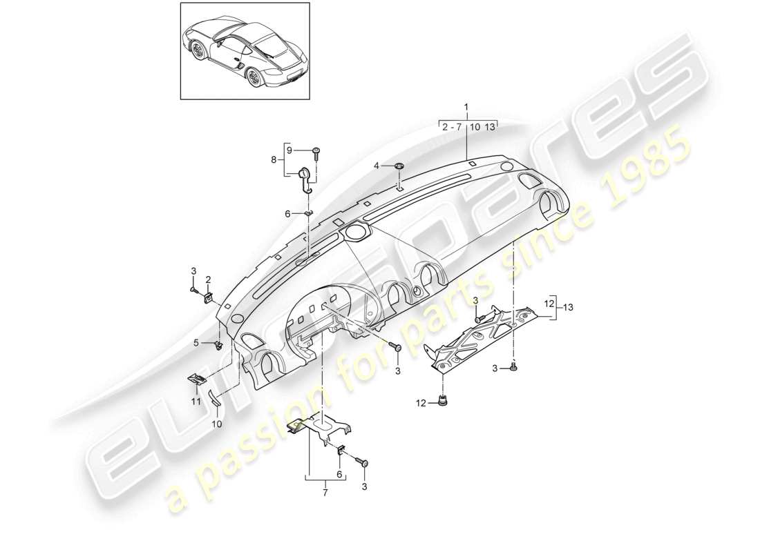 VIEW PARTS DIAGRAMS FROM THE PORSCHE CAYMAN PARTS CATALOGUE a part diagram from the porsche cayman parts catalogue