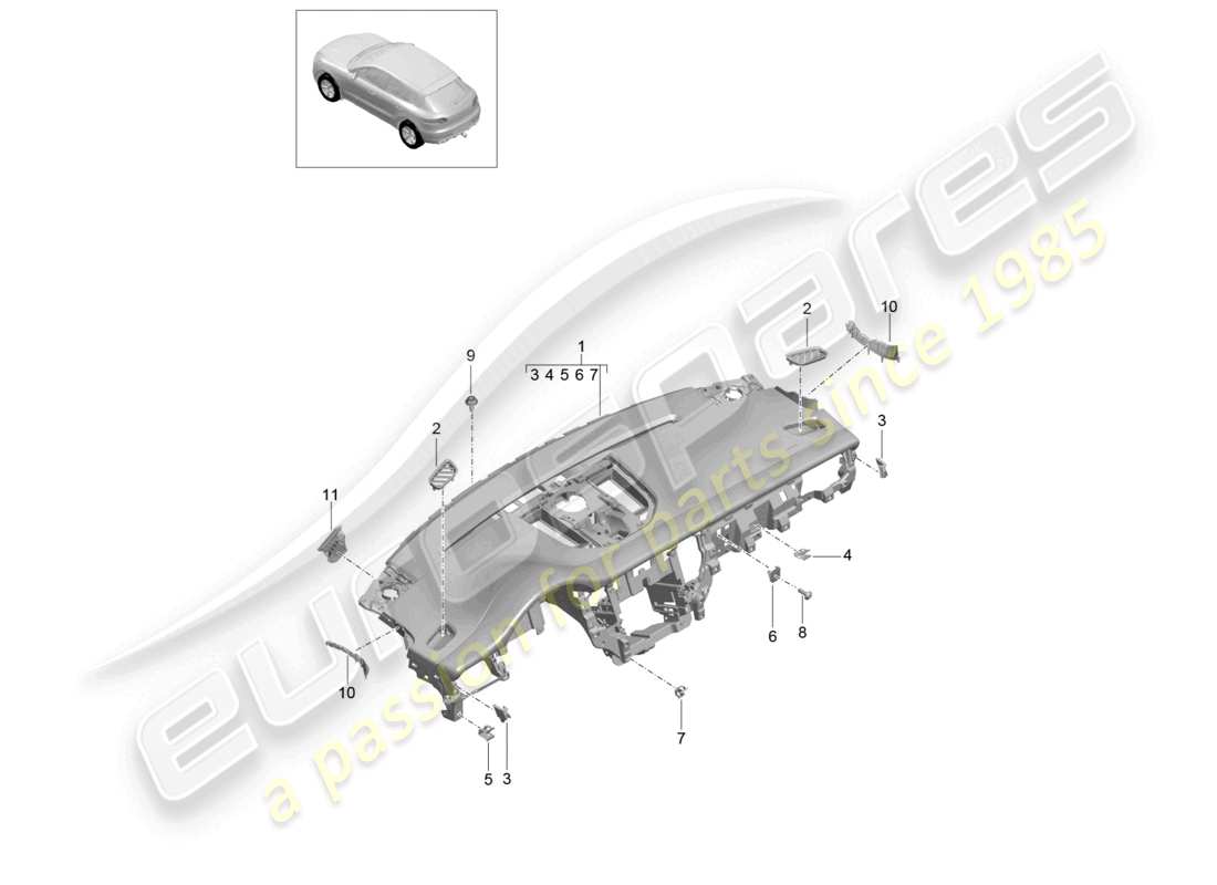 a part diagram from the porsche 2018 (macan) parts catalogue