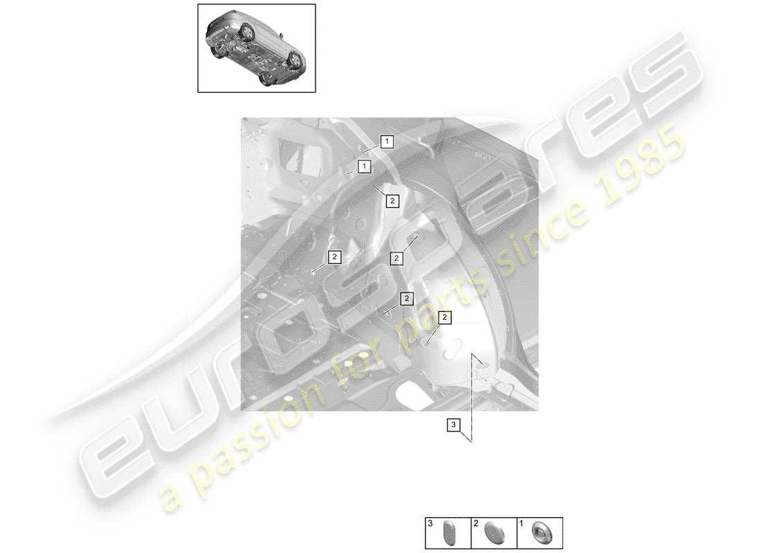 a part diagram from the porsche 2020 (cayenne e3 9ya/9yb) parts catalogue