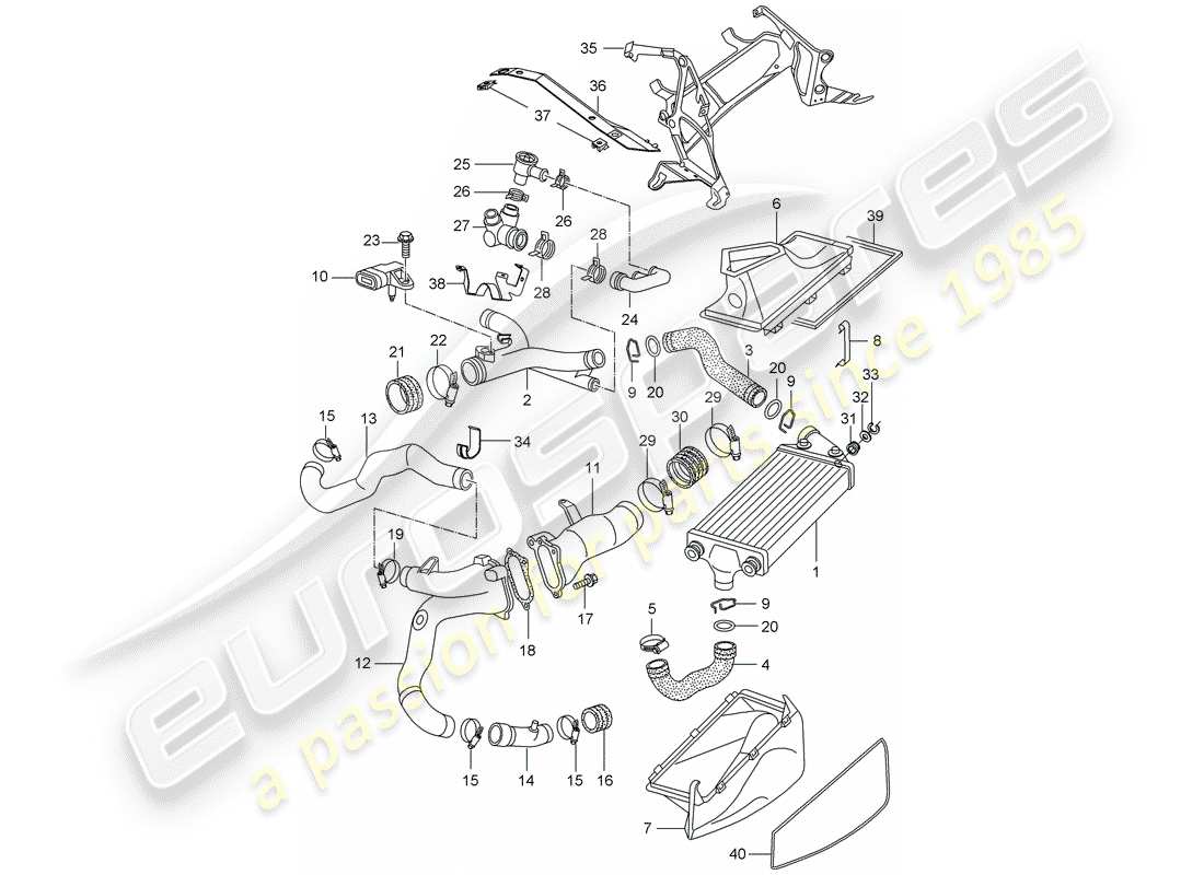 a part diagram from the porsche 2004 (996 turbo / gt2) parts catalogue