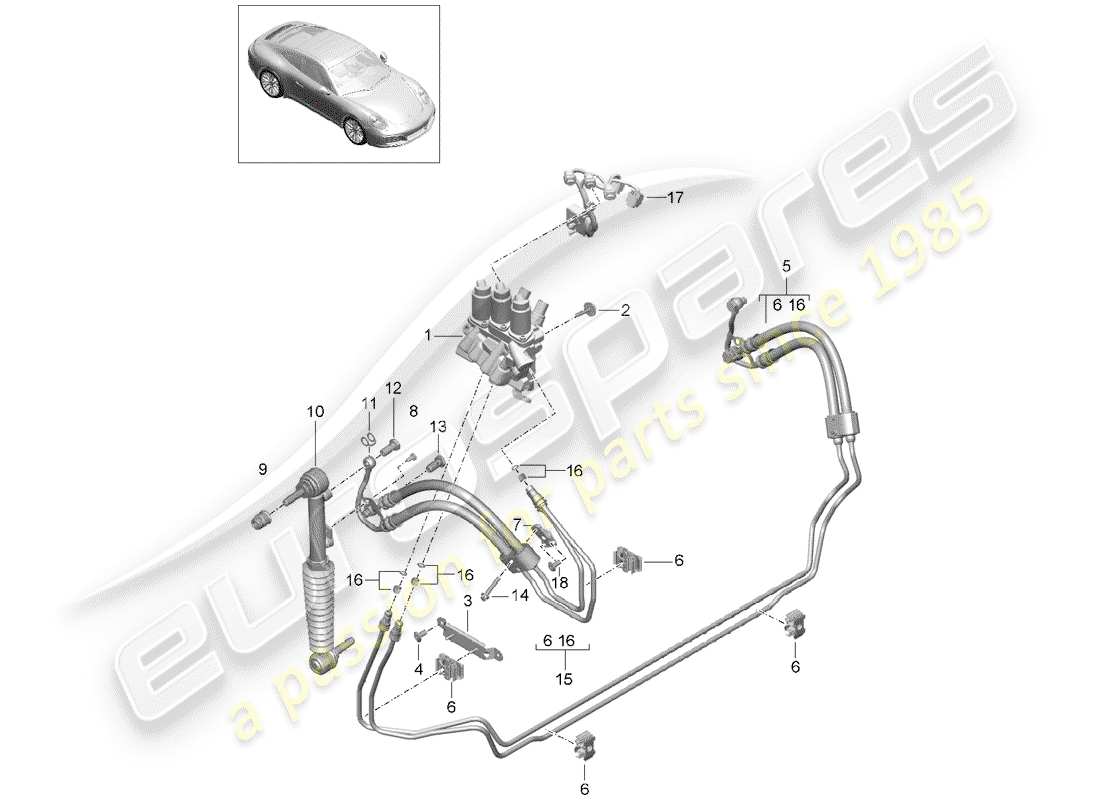 a part diagram from the porsche 2017 (991-2) parts catalogue