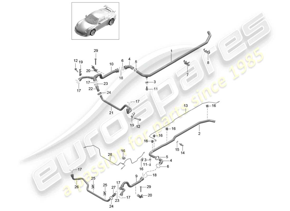a part diagram from the porsche 991 parts catalogue
