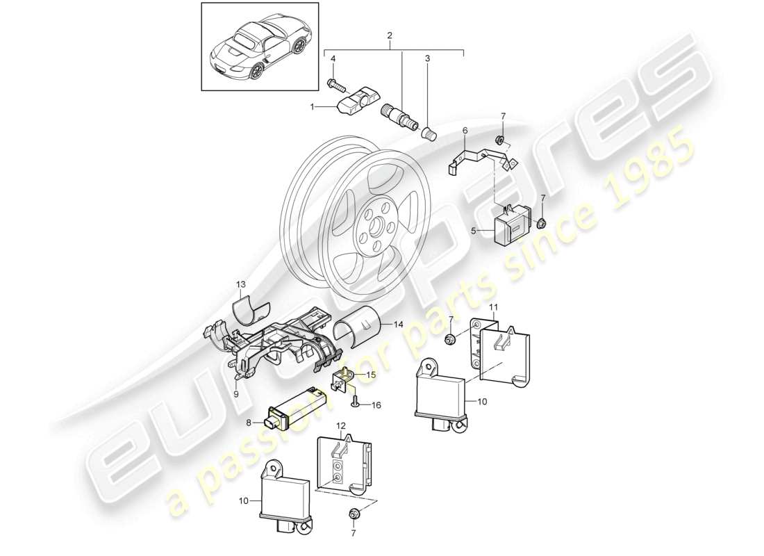 a part diagram from the porsche 2010 (987 boxster) parts catalogue