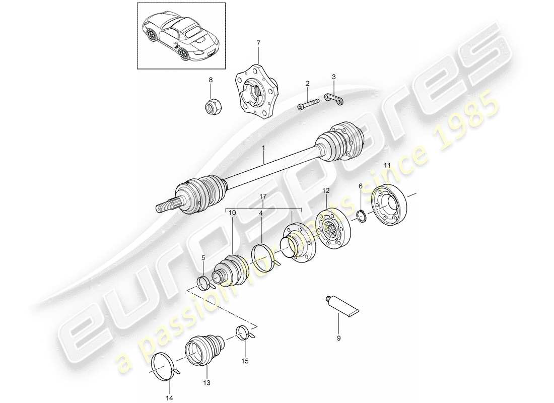 a part diagram from the porsche 2010 (987 boxster) parts catalogue
