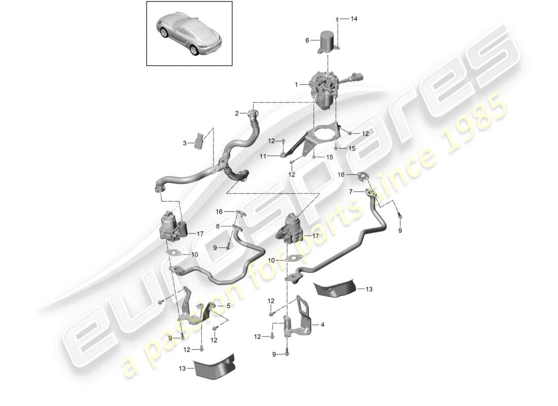 a part diagram from the porsche cayman parts catalogue