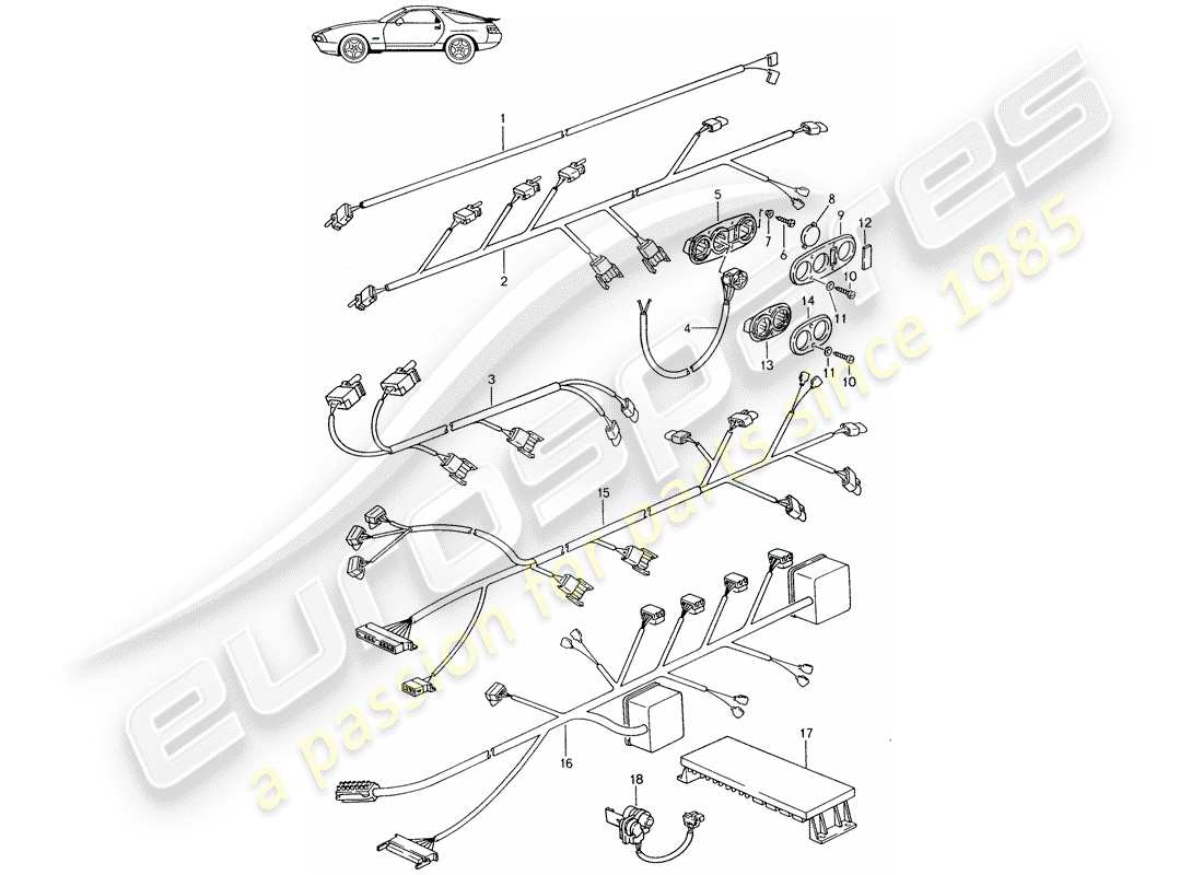 a part diagram from the porsche 1988 (seats for 944/968/911/928) parts catalogue