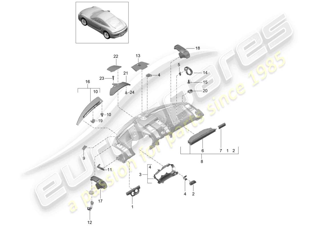 a part diagram from the porsche cayman parts catalogue